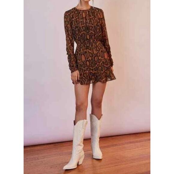 Finders Keepers Snake Print LANA Mini Dress Long Sleeve Size 10 NEW - Picture 8 of 11